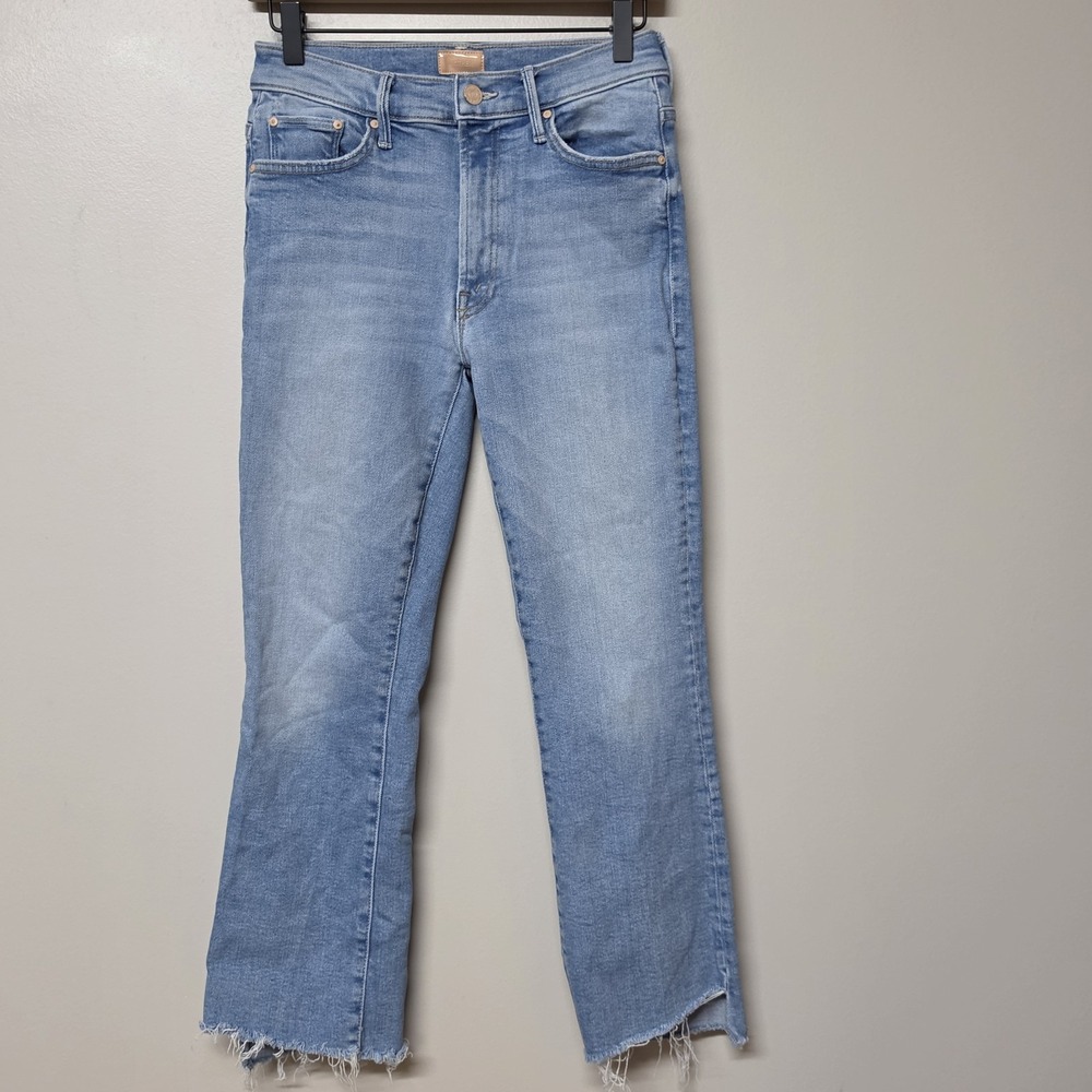 MOTHER The Insider Crop Step Fray Jeans Light Wash Limited Edition Size 27